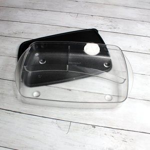 Tupperware Divided Vent n Serve Microwave Container Rectangle Black Lid